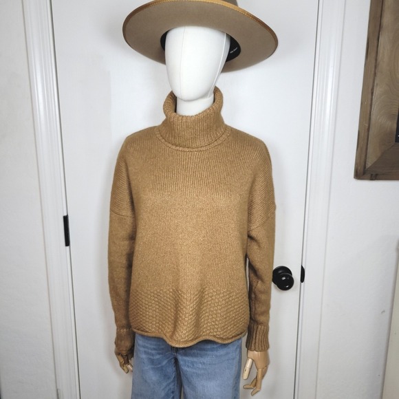 Madewell Merino Wool Blend Turtleneck Sweater Sadler Style Size Small Camel - Picture 2 of 12